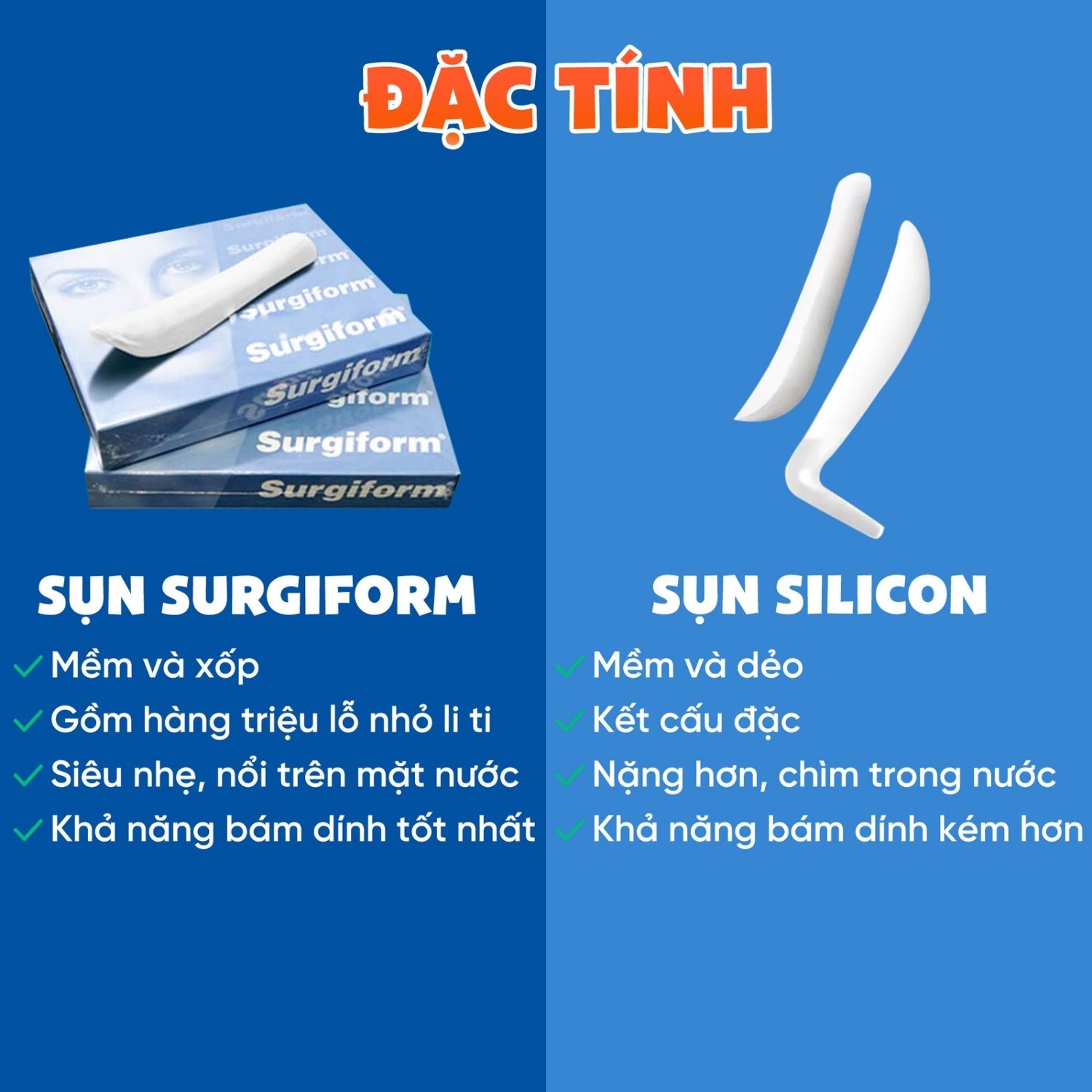 So sánh 2 chất liệu sụn phổ biến
