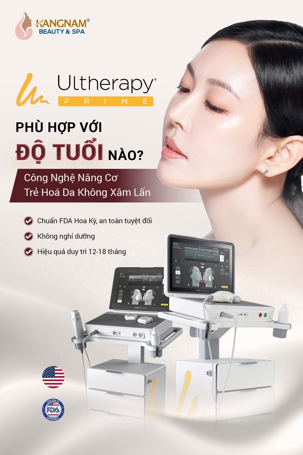 Ultherapy PRIME là công nghệ nâng cơ không phẫu thuật sử dụng năng lượng siêu âm hội tụ và hệ thống hình ảnh siêu âm hỗ trợ quan sát vùng mô trong quá trình thực hiện.