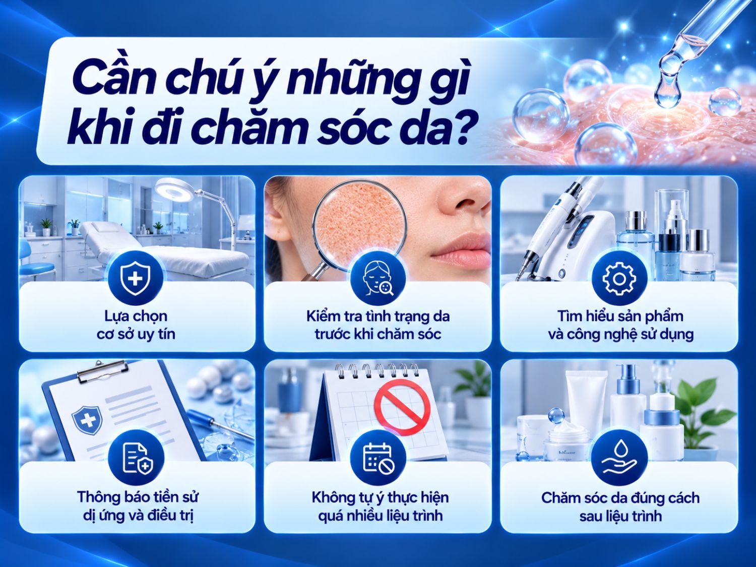 Trước khi chăm sóc da, khách hàng nên lựa chọn cơ sở uy tín, đánh giá tình trạng da, tìm hiểu công nghệ và sản phẩm sử dụng, đồng thời tuân thủ hướng dẫn chăm sóc sau liệu trình để hạn chế nguy cơ kích ứng.