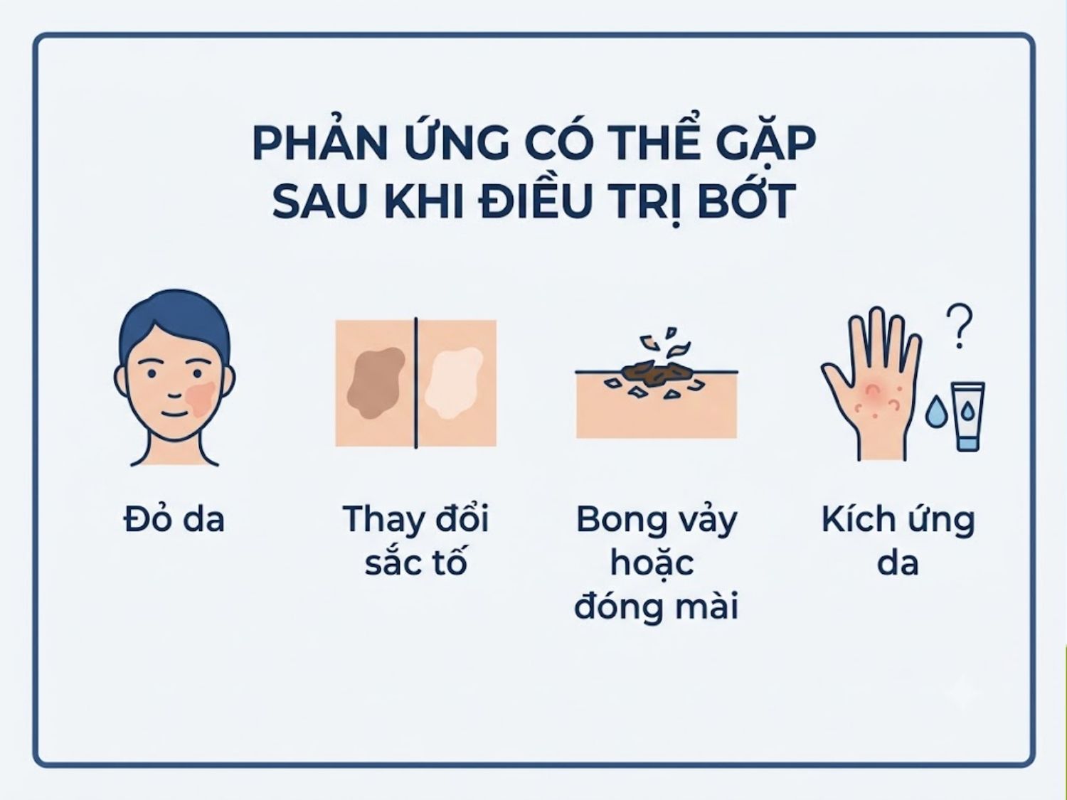 ảnh mô tả các phản ứng có thể gặp khi xóa bớt