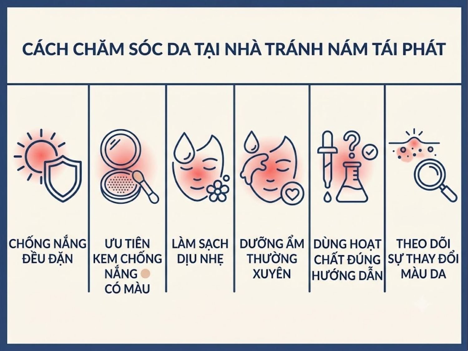 Ảnh mô tả các chăm sóc da tại nhà tránh nám tái phát
