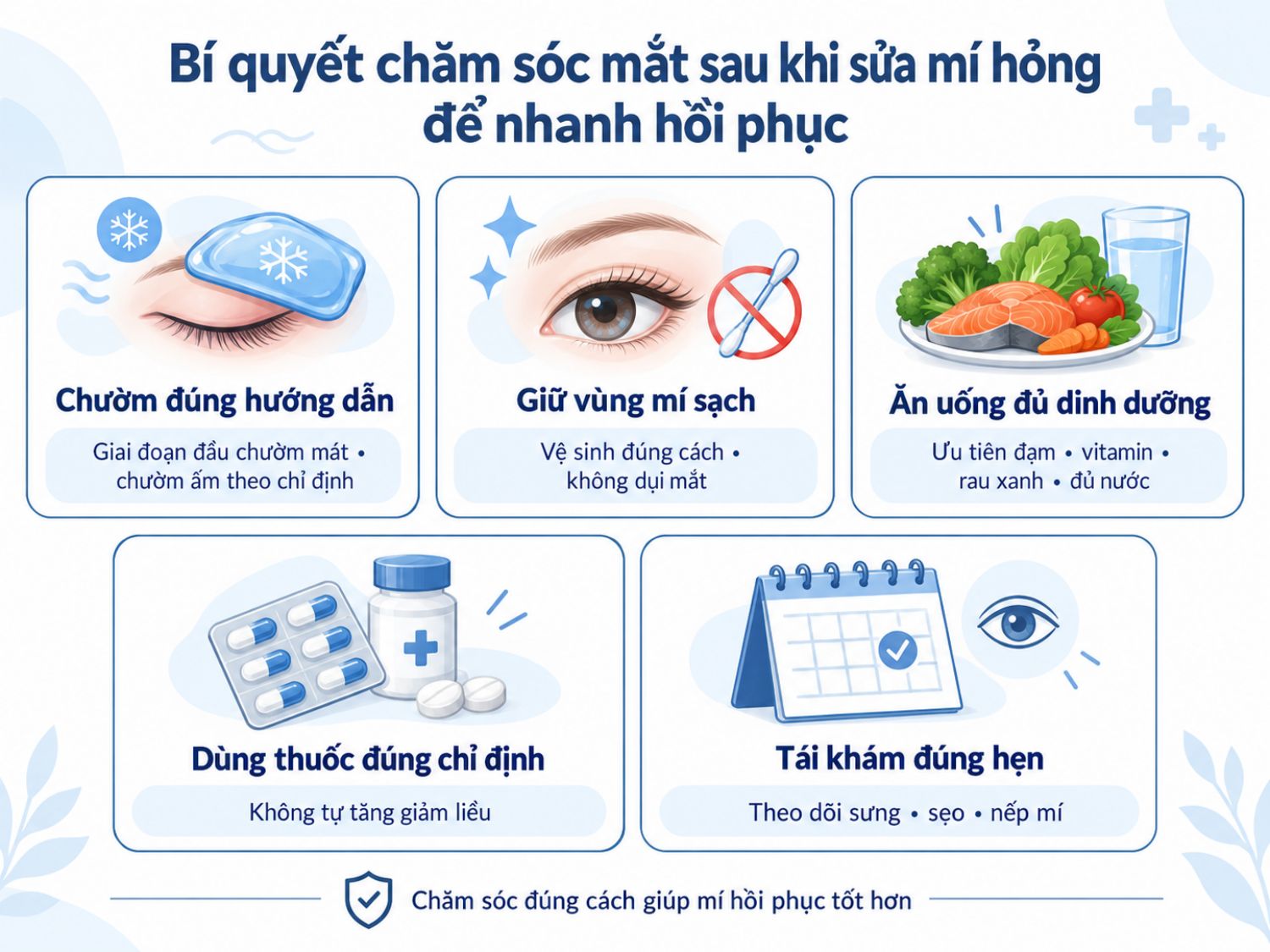 ảnh mô tả Bí quyết chăm sóc mắt sau khi sửa mí hỏng để nhanh hồi phục