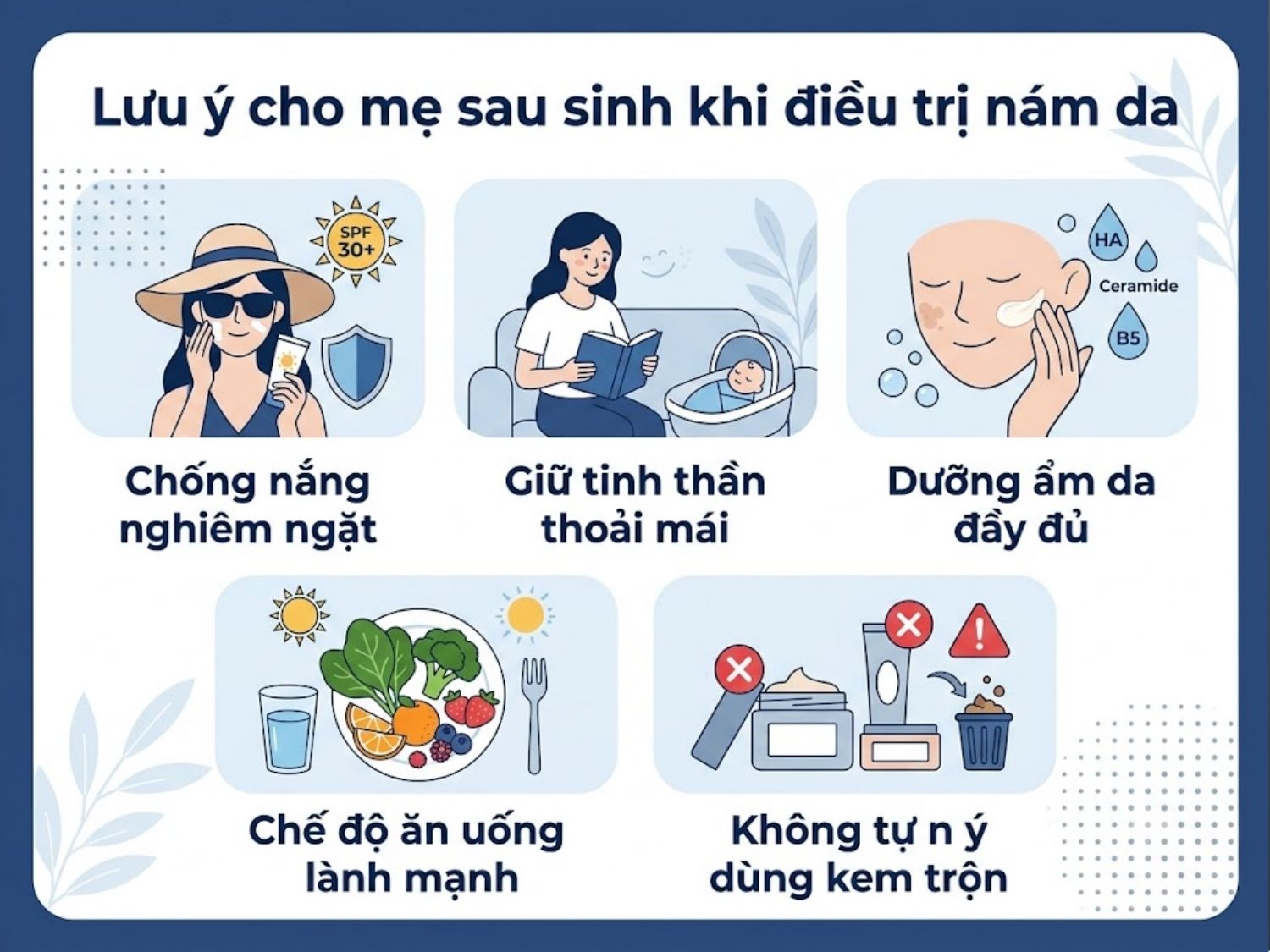 ảnh mô tả Lưu ý cho mẹ sau sinh khi điều trị nám da