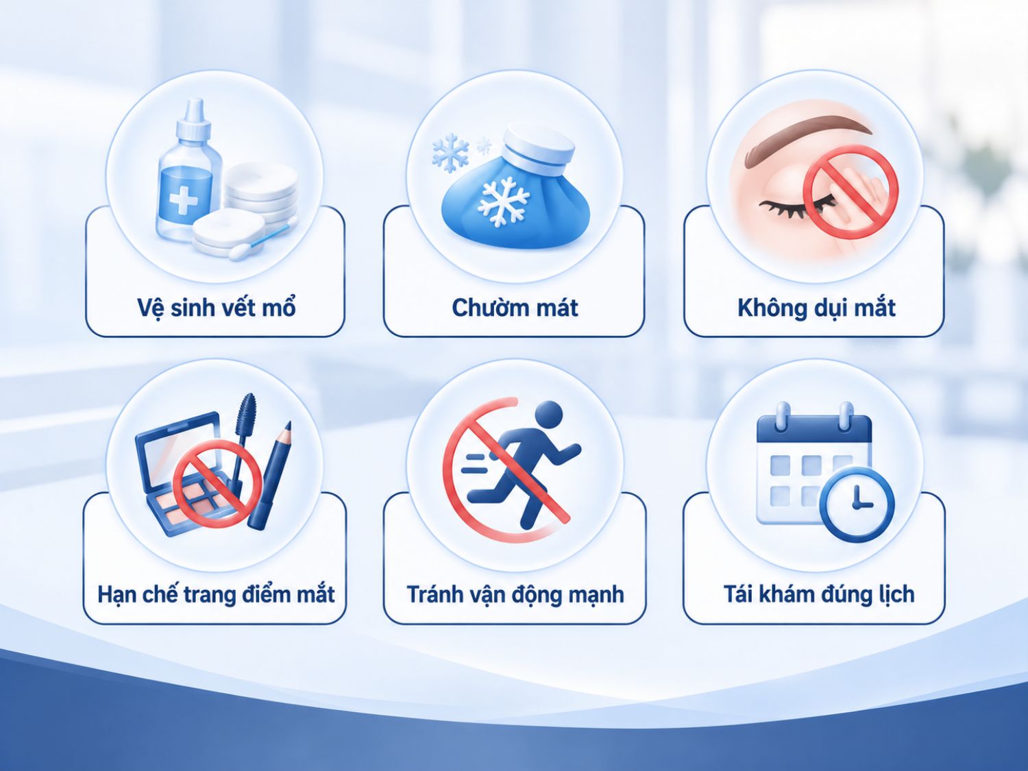 ảnh mô tả các lưu ý chăm sóc vùng mắt