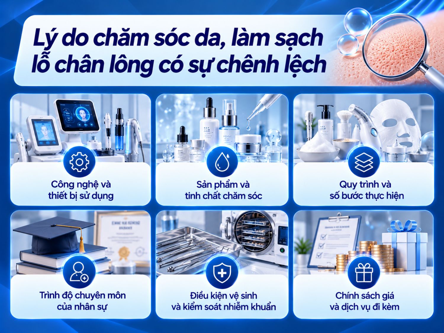 Chi phí chăm sóc da, làm sạch lỗ chân lông có thể khác nhau tùy công nghệ, sản phẩm sử dụng, số bước thực hiện, trình độ nhân sự, điều kiện vệ sinh và chính sách giá của từng cơ sở.