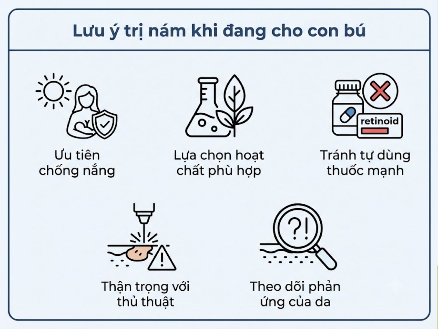 ảnh mô tả Một số nguyên tắc cần lưu ý: cho mẹ bầu trị nám