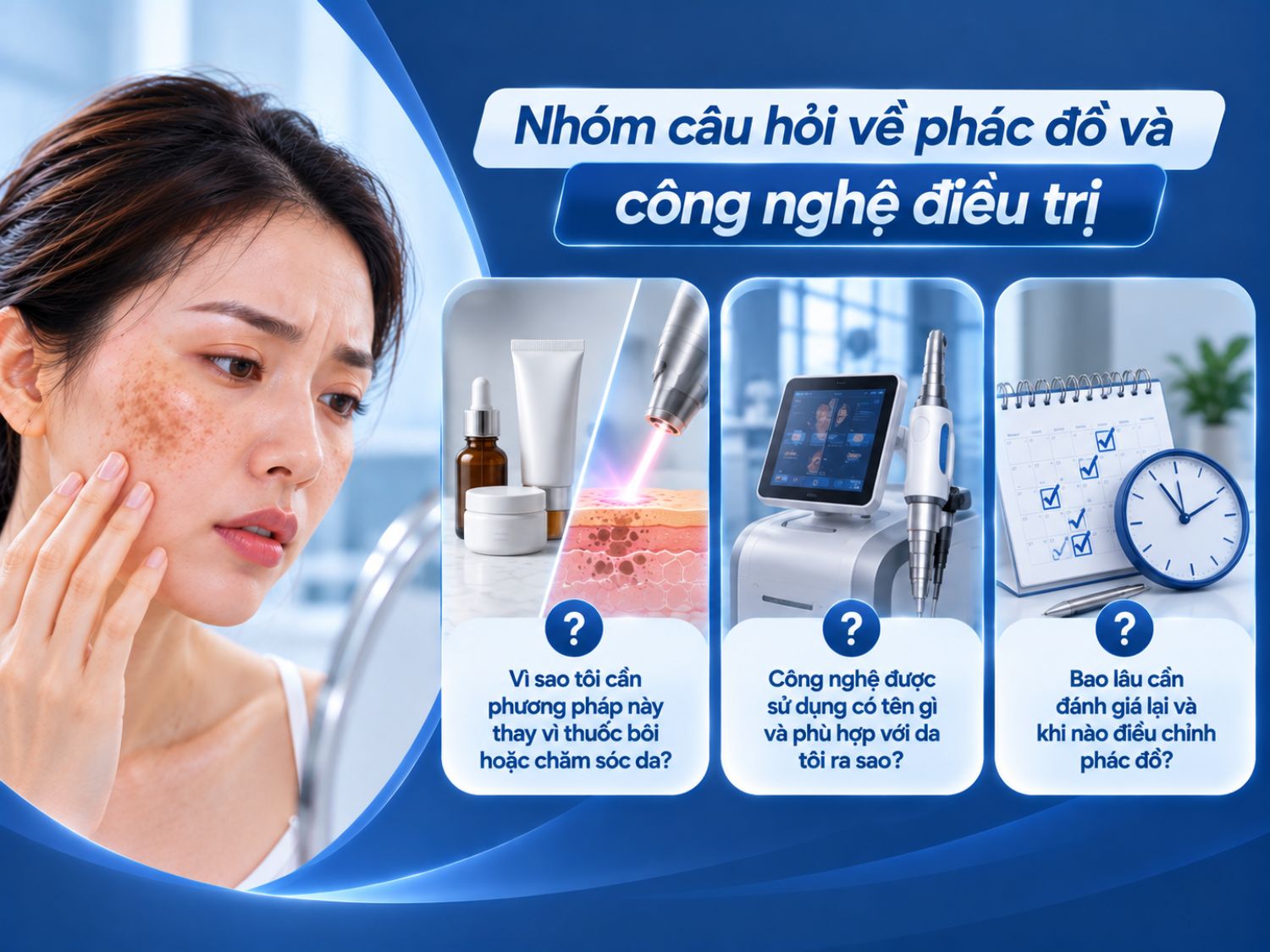Trước khi điều trị nám bằng laser, khách hàng cần kiểm tra giấy phép hành nghề, chuyên môn và thông tin công tác của người trực tiếp thực hiện để lựa chọn cơ sở phù hợp.