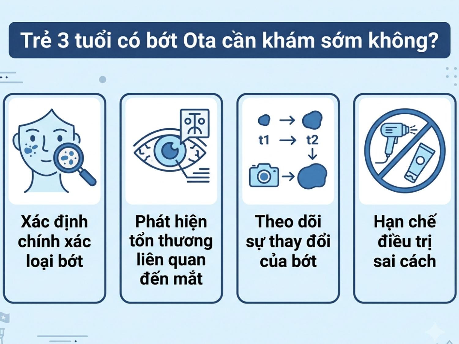 Các lý do quan trọng bố mẹ nên cho trẻ khám bớt Ota sớm để bảo vệ sức khỏe và làn da của bé.