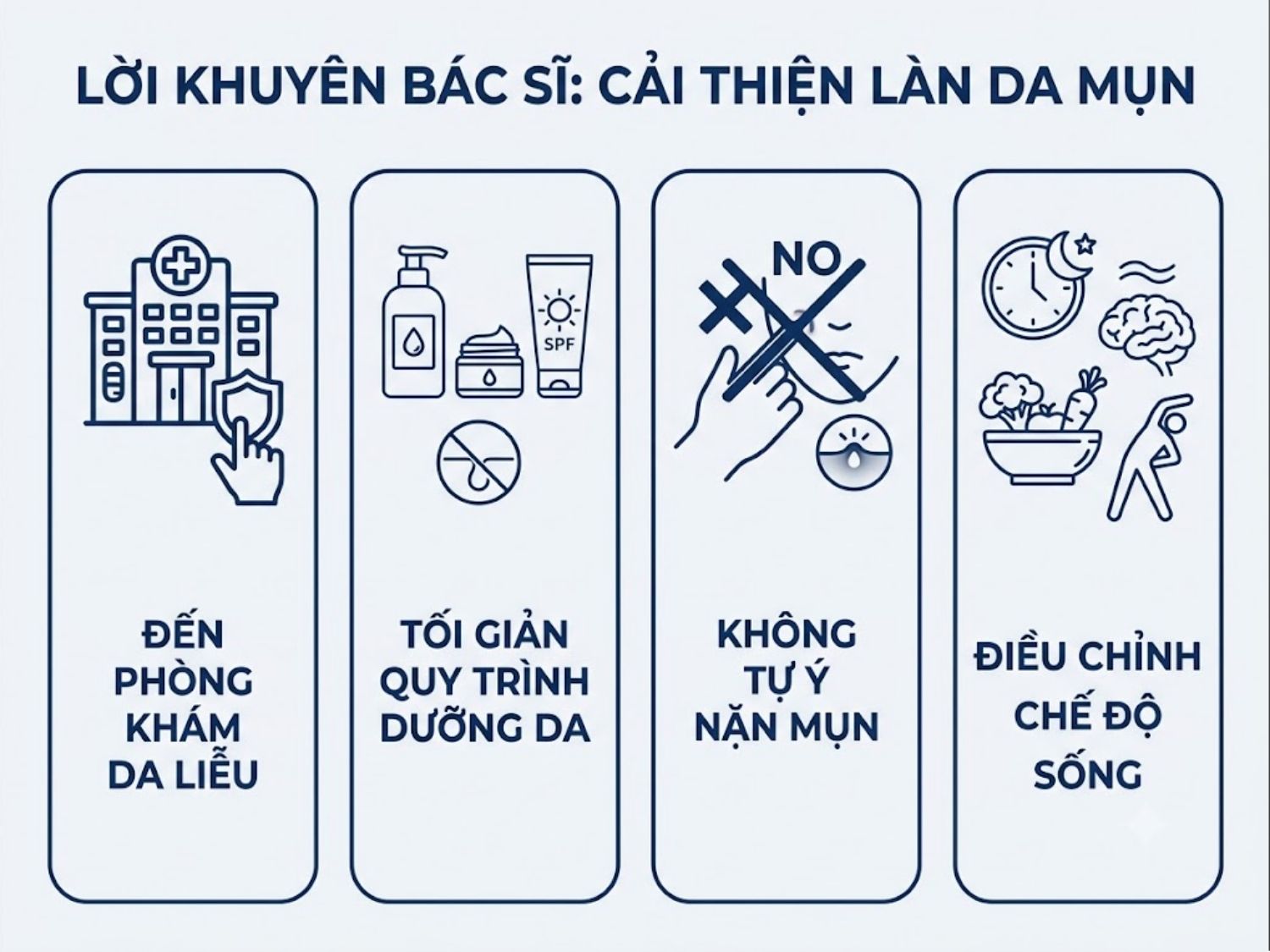 ảnh mô tả Lời khuyên của bác sĩ giúp cải thiện làn da mụn