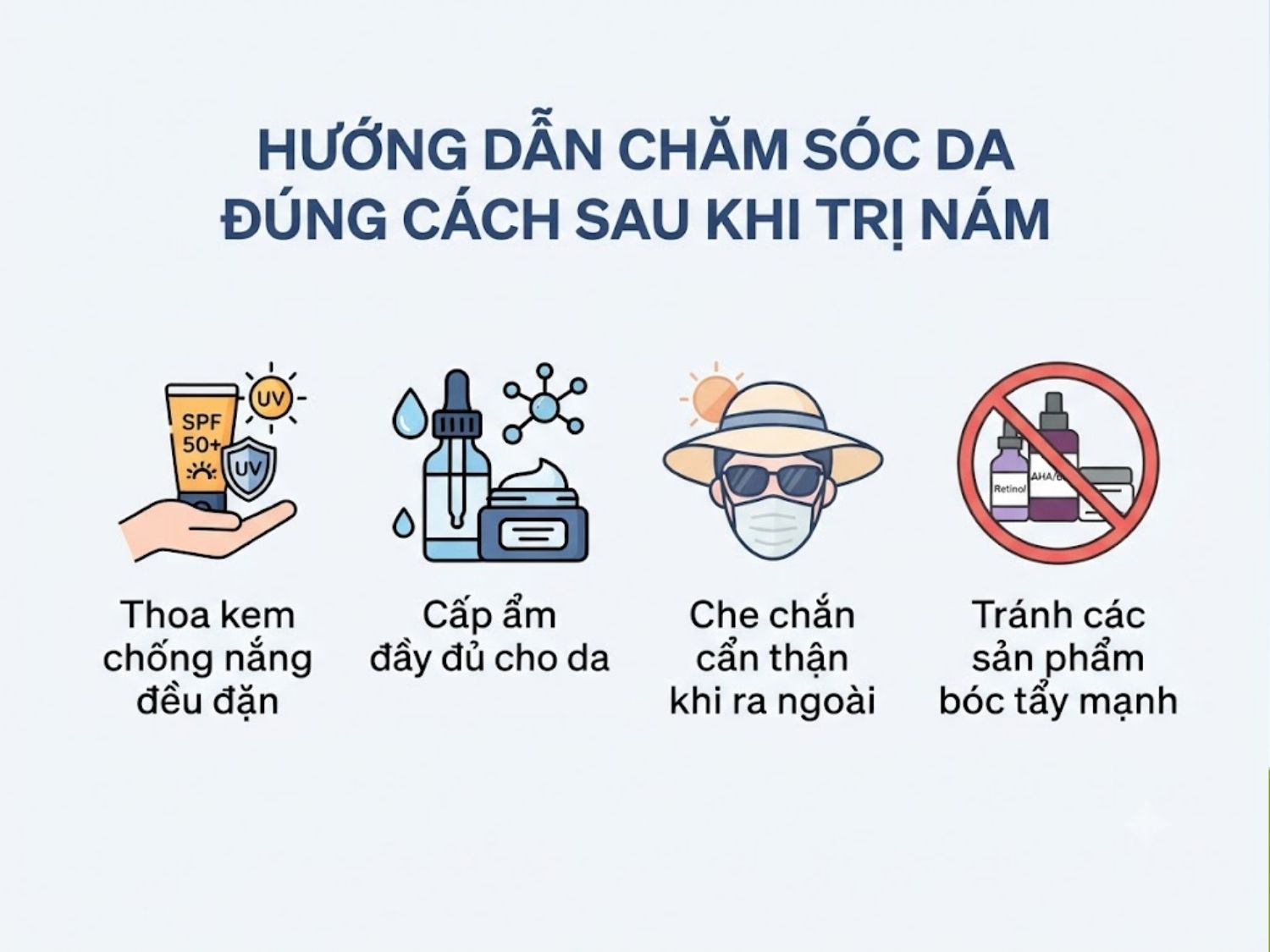 ảnh mô tả Hướng dẫn chăm sóc da đúng cách sau khi trị nám