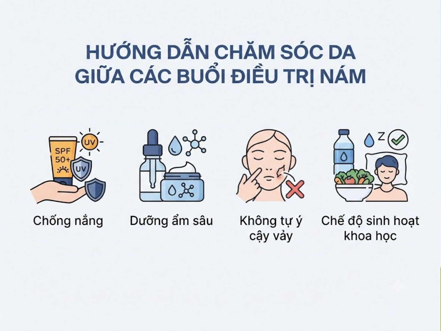 ảnh mô tả Hướng dẫn chăm sóc da giữa các buổi điều trị nám