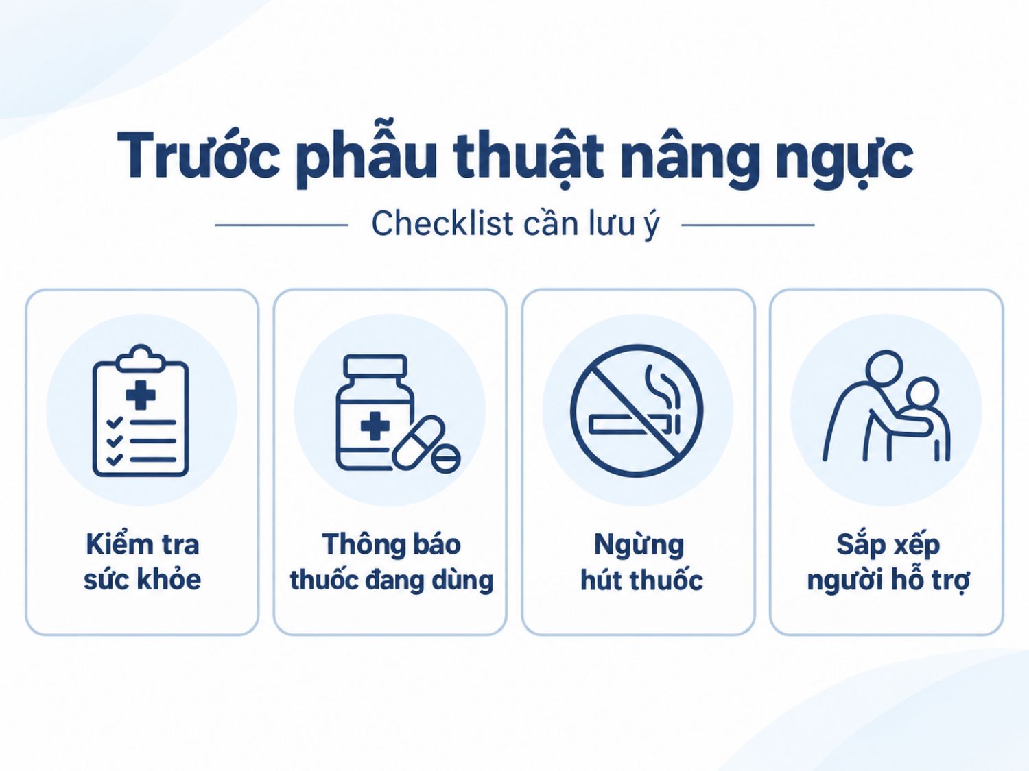 ảnh mô tả các lưu ý Trước phẫu thuật nâng ngực