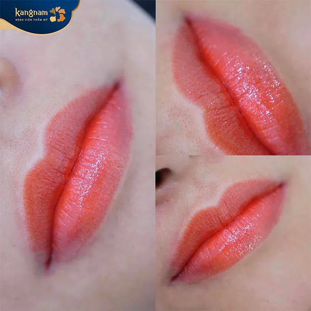 Sắc môi đỏ cam tươi tắn, tôn da