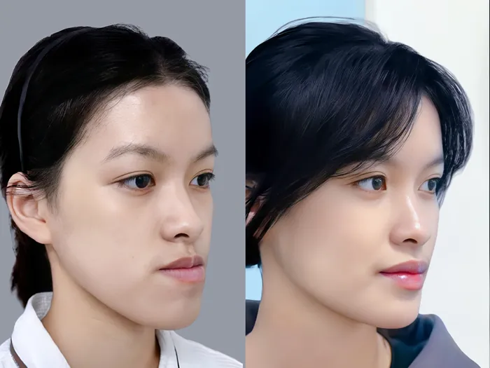 khách hàng hàm móm trước và sau phẫu thuật